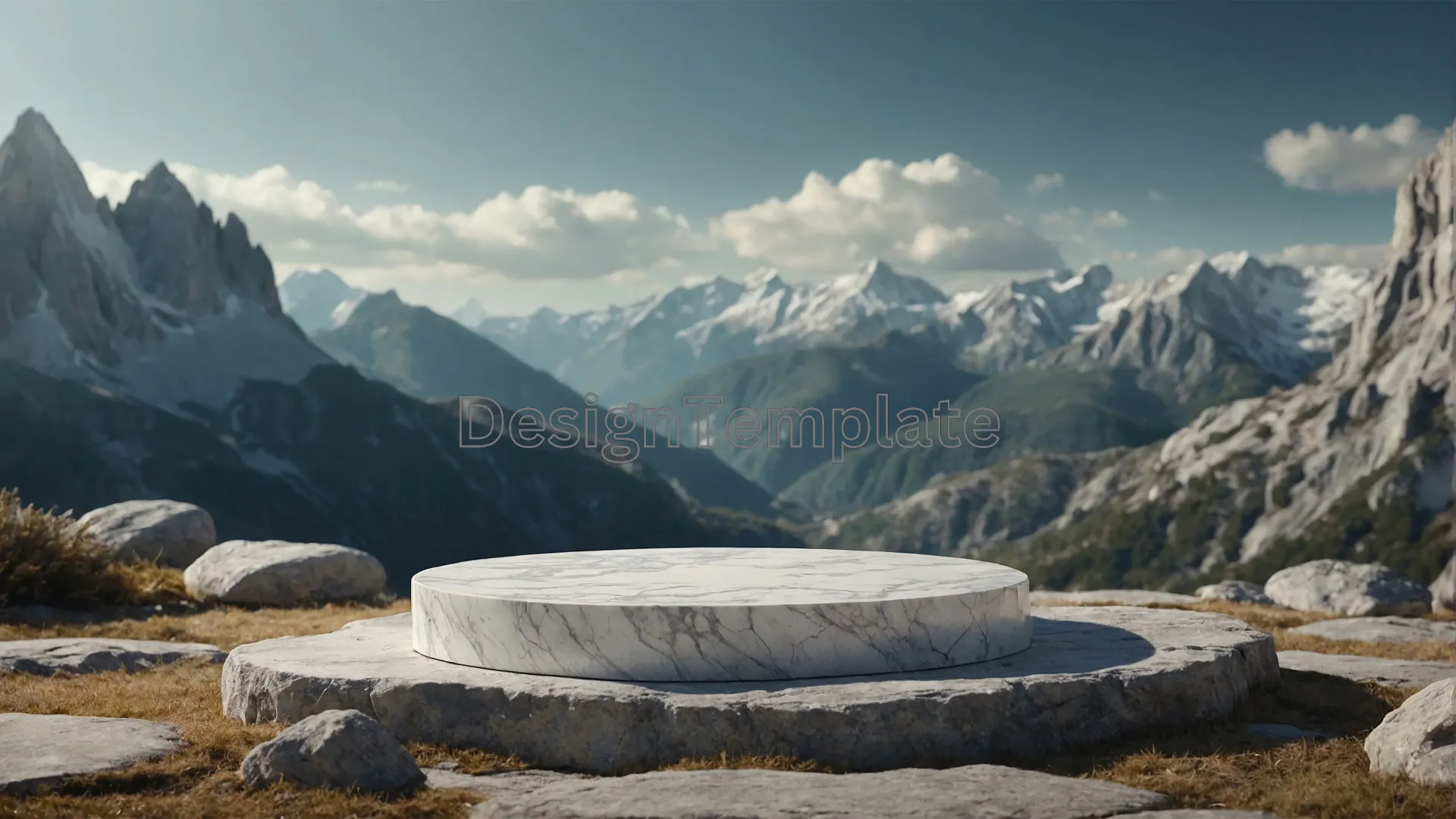 Captivating Image of a Circle Podium with White Marble Stone Texture image